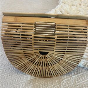 Anthropologie Bamboo Arc Handle Tote – Natural Tan